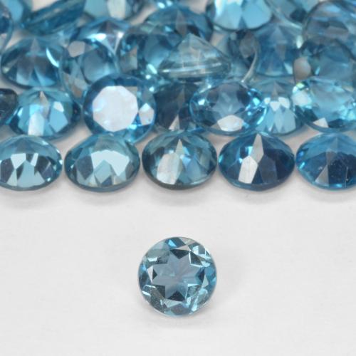 0.55 ct Blue Topaz Gemstone, Topaz Gem in Round Facet Shape for Sale.