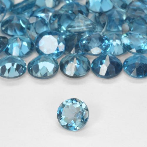 0.55 ct Blue Topaz Stone, Natural Topaz in Round Facet Shape for Sale