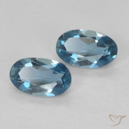 0.60 ctw Blue Topaz Stones, Natural Topaz in Oval Facet Shape for Sale