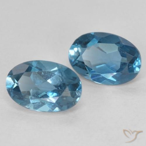 1.22 ctw Blue Topaz Stones, Natural Topaz in Oval Facet Shape for Sale