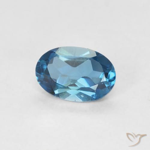 0.60 ct Blue Topaz Stone, Natural Topaz in Oval Facet Shape for Sale