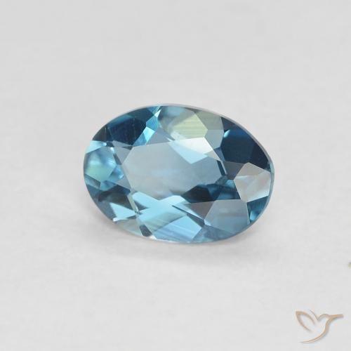 0.70 ct Blue Topaz Stone, Natural Topaz in Oval Facet Shape for Sale
