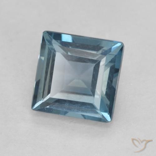 0.76 ct Blue Topaz Stone, Natural Topaz in Square Facet Shape for Sale