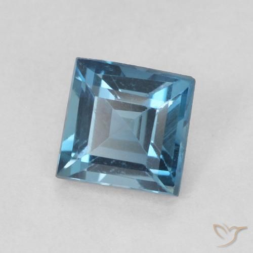 0.62 ct Blue Topaz Stone, Natural Topaz in Square Facet Shape for Sale