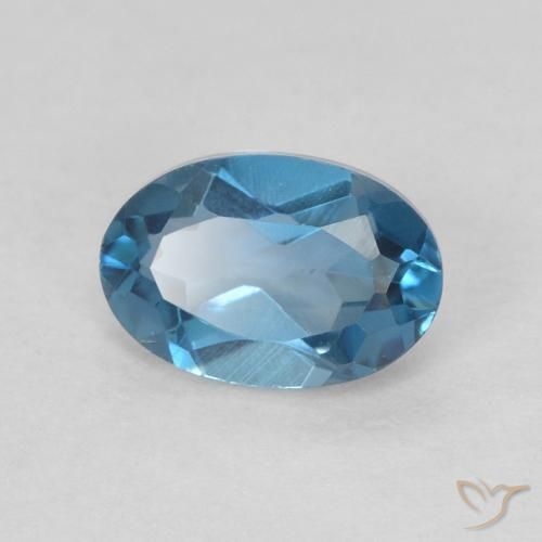 0.56 ct Blue Topaz Stone, Natural Topaz in Oval Facet Shape for Sale