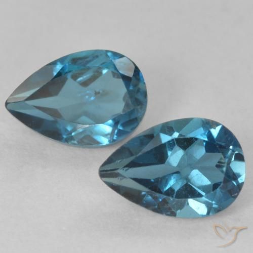 1.14ct Loose London Blue Topaz Gemstones Pear Cut 6.1 x 4.2 mm