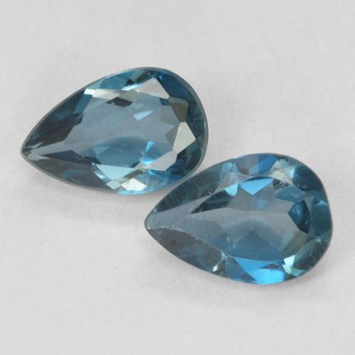 2 piezas de Topacio Azul Pera a juego en tamaño 6,1 x 4mm, peso 0,93 ct en total / promedio. 0,47 ct cada uno, Azul Londres en claridad vvs-vs, piedra preciosa natural , dureza de Mohs 8 Adecuado para joyas de uso diario, Simboliza la buena salud, Photo A