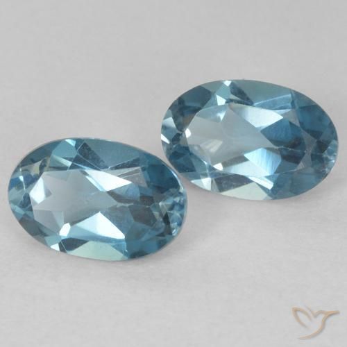 1.17 ctw Blue Topaz Stones, Natural Topaz in Oval Facet Shape for Sale