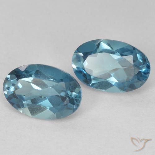 1.18 ctw Blue Topaz Stones, Natural Topaz in Oval Facet Shape for Sale