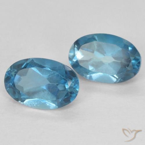 1.23 ctw Blue Topaz Stones, Natural Topaz in Oval Facet Shape for Sale