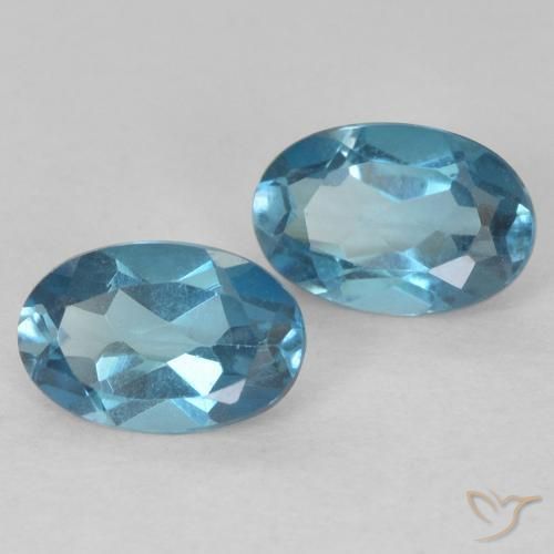 1.13 ctw Blue Topaz Stones, Natural Topaz in Oval Facet Shape for Sale