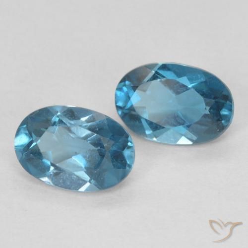 1.06 ctw Blue Topaz Stones, Natural Topaz in Oval Facet Shape for Sale