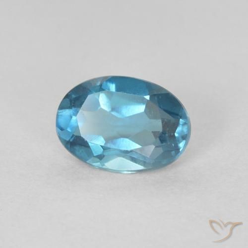 0.65 ct Blue Topaz Stone, Natural Topaz in Oval Facet Shape for Sale