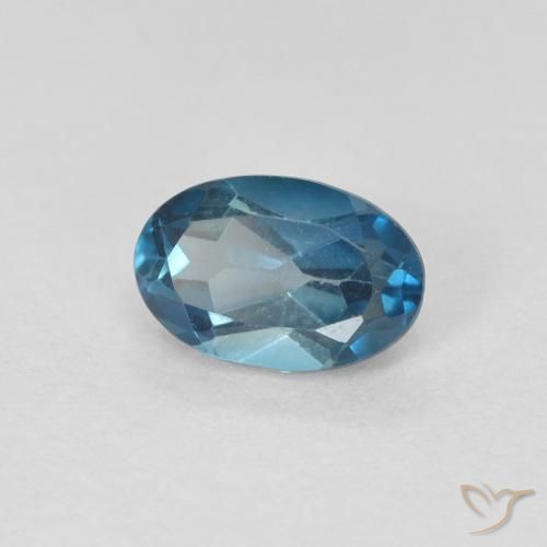 0.62 ct Blue Topaz Stone, Natural Topaz in Oval Facet Shape for Sale
