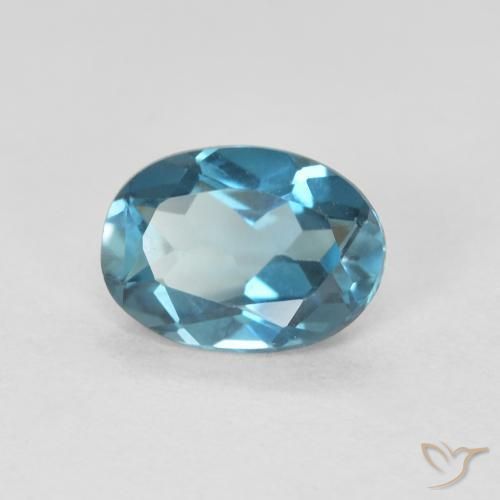 0.80 ct Blue Topaz Stone, Natural Topaz in Oval Facet Shape for Sale