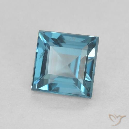 0.61 ct Blue Topaz Stone, Natural Topaz in Square Facet Shape for Sale