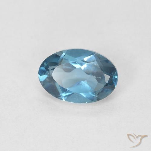 0.61 ct Blue Topaz Stone, Natural Topaz in Oval Facet Shape for Sale