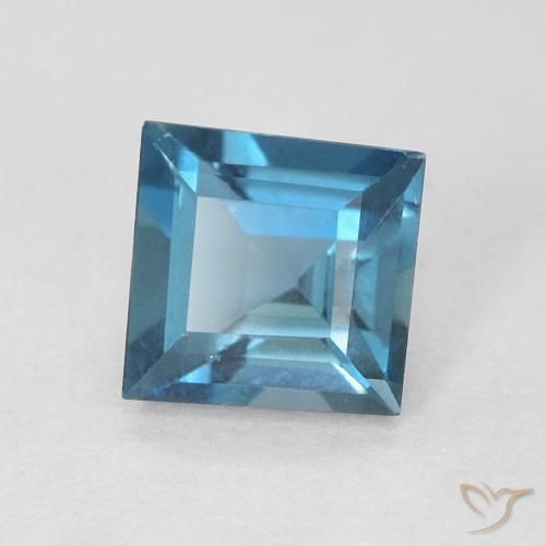 0.67 ct Blue Topaz Stone, Natural Topaz in Square Facet Shape for Sale