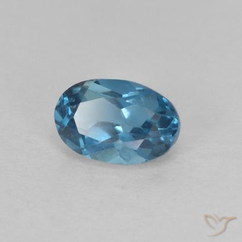 0.73 ct Blue Topaz Stone, Natural Topaz in Oval Facet Shape for Sale