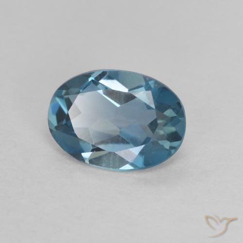0.75 ct Blue Topaz Stone, Natural Topaz in Oval Facet Shape for Sale