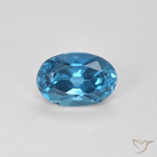 0.68 ct Blue Topaz Gemstone, Topaz Gem in Oval Facet Shape for Sale.