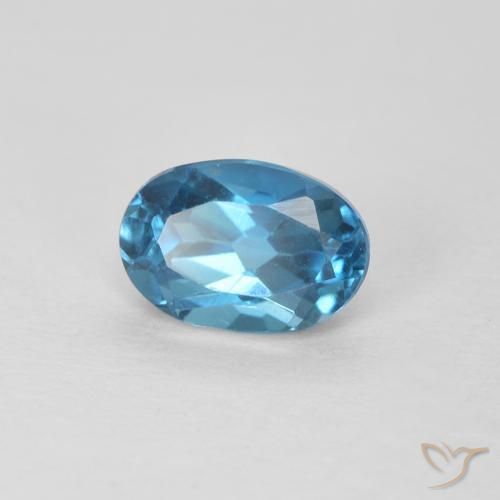 0.68 ct Blue Topaz Stone, Natural Topaz in Oval Facet Shape for Sale