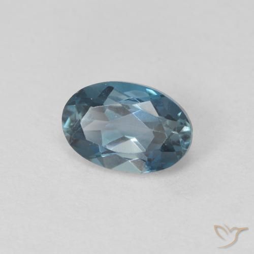 0.64 ct Blue Topaz Stone, Natural Topaz in Oval Facet Shape for Sale