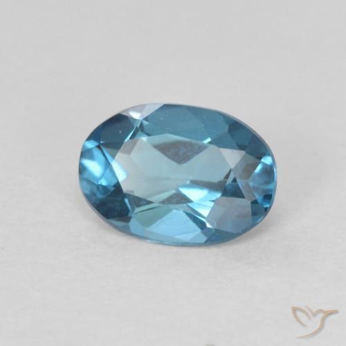 0.82 ct Blue Topaz Stone, Natural Topaz in Oval Facet Shape for Sale