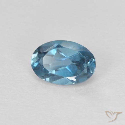 0.64 ct Blue Topaz Stone, Natural Topaz in Oval Facet Shape for Sale