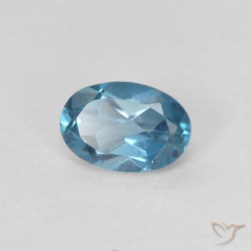 0.64 ct Blue Topaz Stone, Natural Topaz in Oval Facet Shape for Sale
