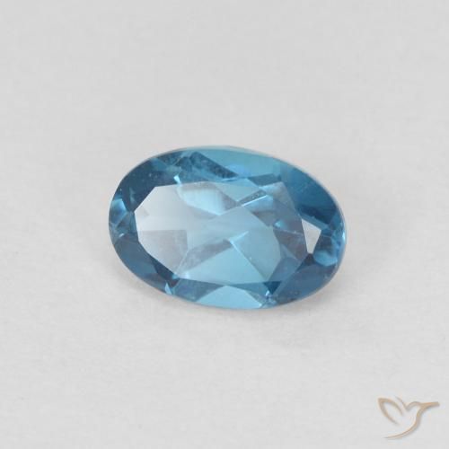 0.72 ct Blue Topaz Stone, Natural Topaz in Oval Facet Shape for Sale