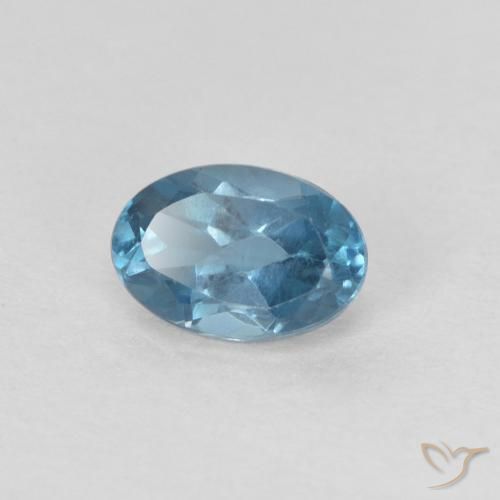 0.70 ct Blue Topaz Stone, Natural Topaz in Oval Facet Shape for Sale