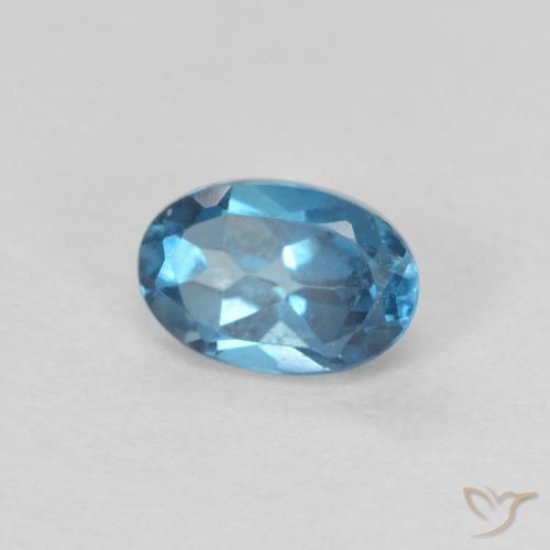 0.68 ct Blue Topaz Stone, Natural Topaz in Oval Facet Shape for Sale
