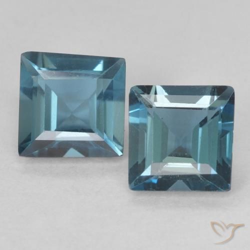 1.41 ct Loose London Blue Topaz, 5.1 x 5 mm Square Cut From Brazil, Photo A