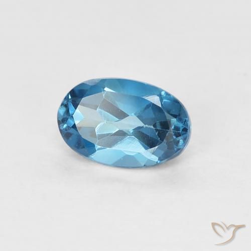 0.67 ct Blue Topaz Stone, Natural Topaz in Oval Facet Shape for Sale
