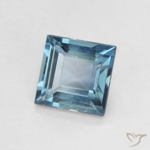 0.75 ct Blue Topaz Stone, Natural Topaz in Square Facet Shape for Sale