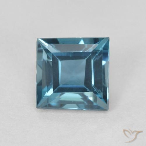0.55 ct Loose London Blue Topaz, 4.5 x 4.5 mm Square Cut From Brazil, Photo A
