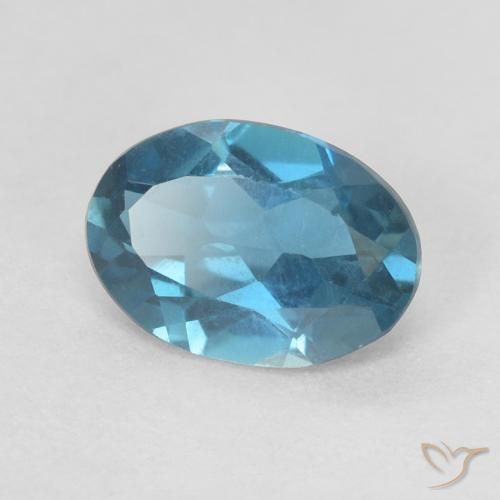 0.71 ct Blue Topaz Stone, Natural Topaz in Oval Facet Shape for Sale