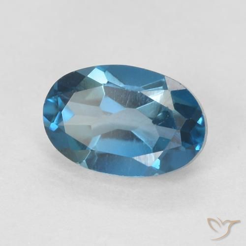 0.62 ct Blue Topaz Stone, Natural Topaz in Oval Facet Shape for Sale