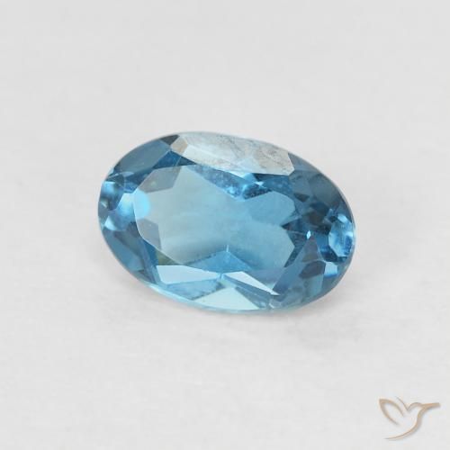 0.62 ct Blue Topaz Stone, Natural Topaz in Oval Facet Shape for Sale