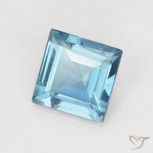 0.64 ct Blue Topaz Stone, Natural Topaz in Square Facet Shape for Sale