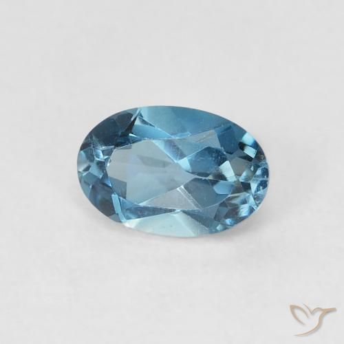 0.66 ct Blue Topaz Stone, Natural Topaz in Oval Facet Shape for Sale