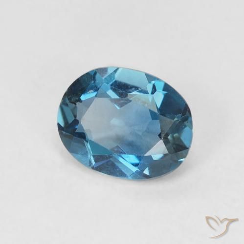 0.73 ct Blue Topaz Stone, Natural Topaz in Oval Facet Shape for Sale