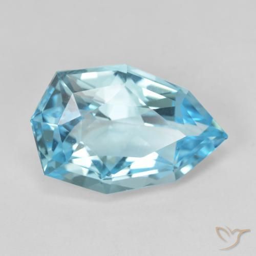 11.95 ct Blue Topaz Stone, Natural Topaz in Pear Facet Shape for Sale