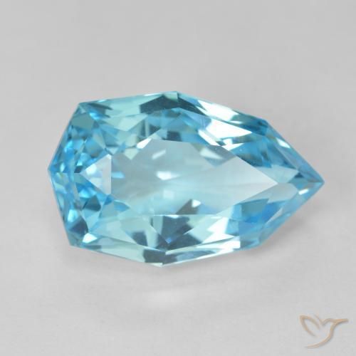10.90 ct Blue Topaz Stone, Natural Topaz in Pear Facet Shape for Sale
