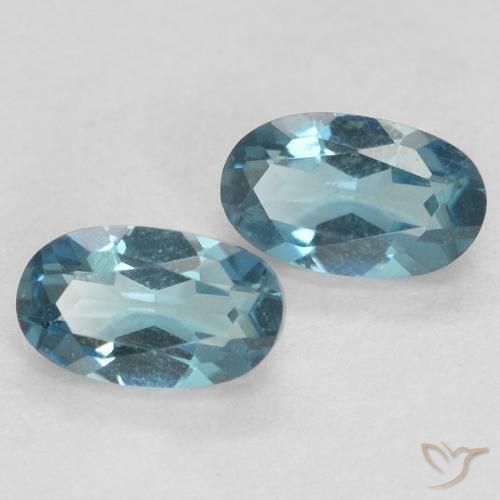 0.60 ctw Blue Topaz Stones, Natural Topaz in Oval Facet Shape for Sale