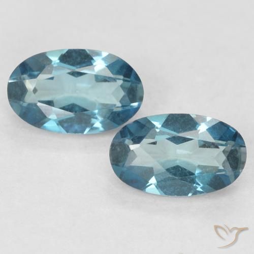 0.59 ct Loose London Blue Topaz, 5.1 x 3.2 mm Oval Cut From Brazil, Photo A
