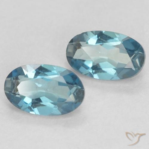 0.59 ctw Blue Topaz Stones, Natural Topaz in Oval Facet Shape for Sale