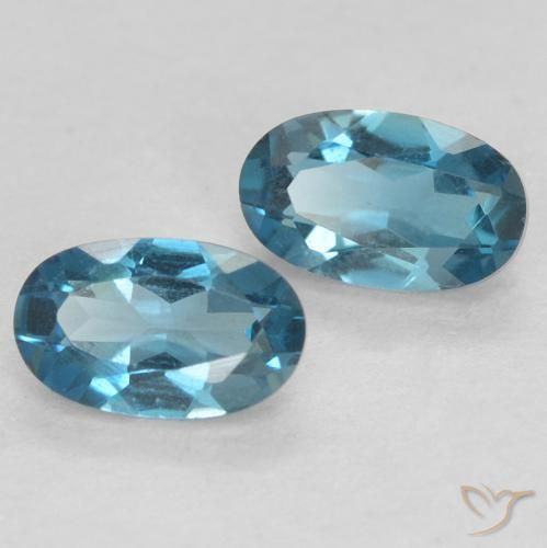 0.59 ctw Blue Topaz Stones, Natural Topaz in Oval Facet Shape for Sale