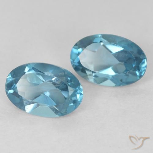 1.11 ctw Blue Topaz Stones, Natural Topaz in Oval Facet Shape for Sale